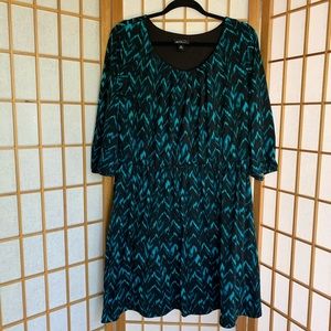 Turquoise Chevron 3/4 Sleeve Dress